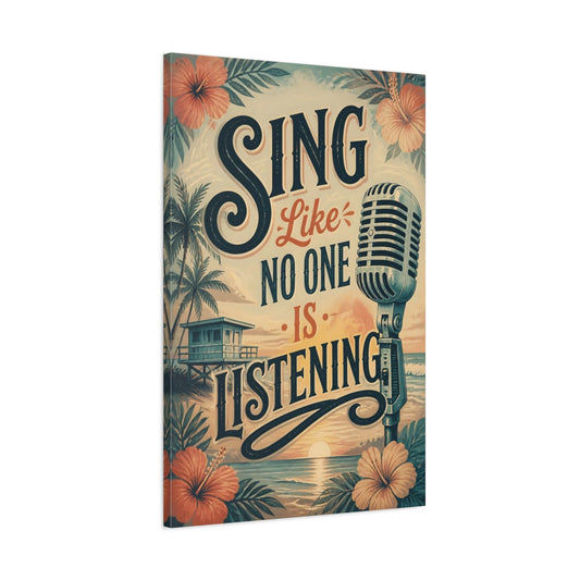 Main Mockup. Sing Quote Retro Microphone shown as canvas print