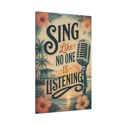 Side Mockup 1. Sing Quote Retro Microphone shown as canvas print