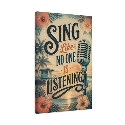 Side Mockup 2. Sing Quote Retro Microphone shown as canvas print