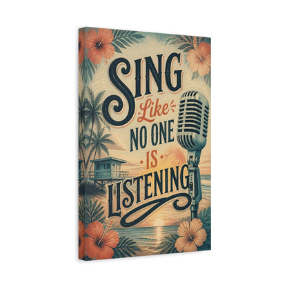 Side Mockup 4. Sing Quote Retro Microphone shown as canvas print