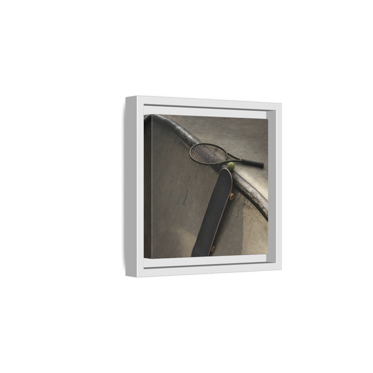 Side Mockup 1. Skatepark Gear Still Life shown as framed canvas print