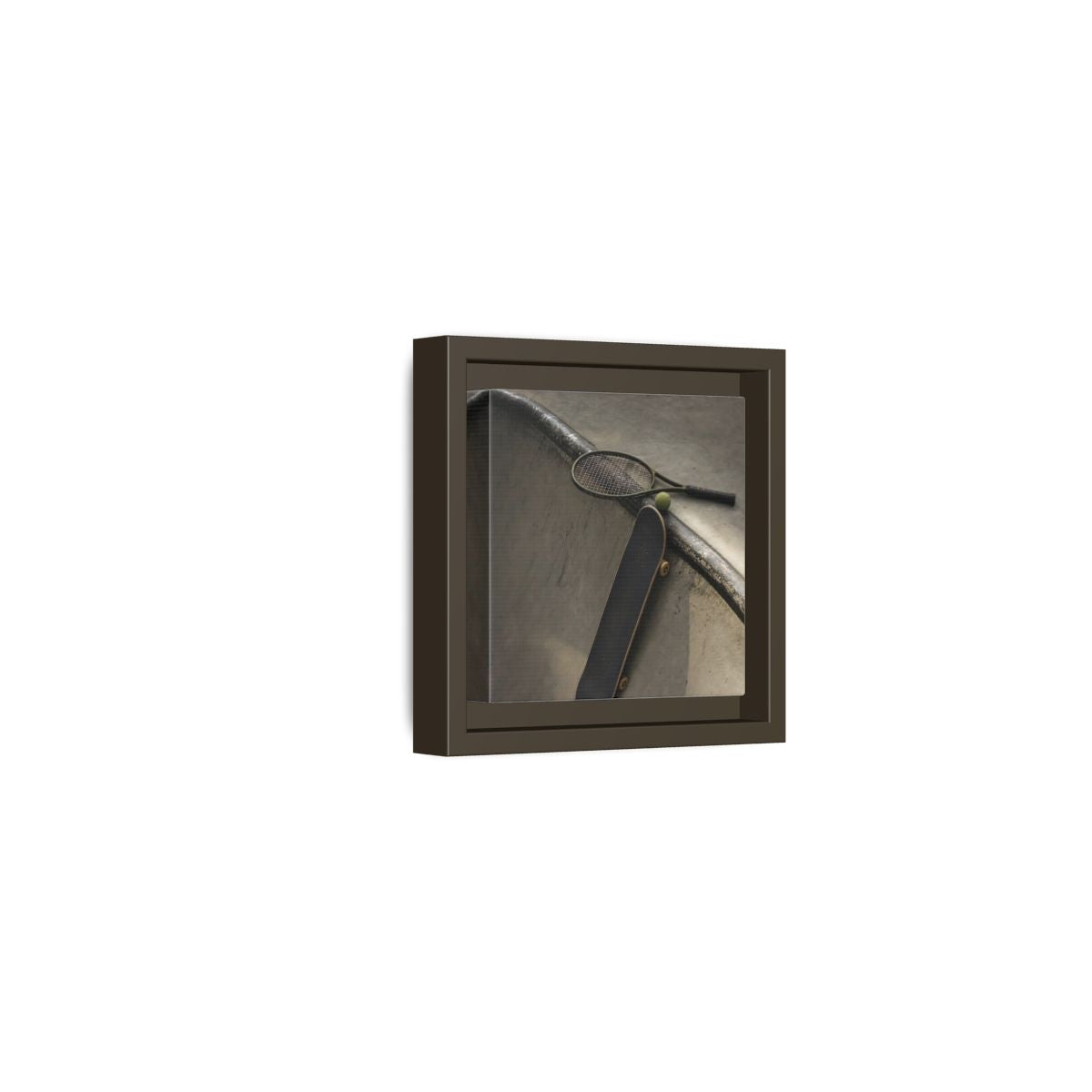 Side Mockup 23. Skatepark Gear Still Life shown as framed canvas print