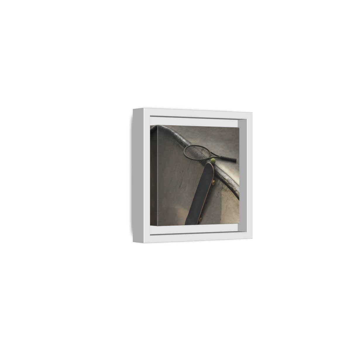 Side Mockup 22. Skatepark Gear Still Life shown as framed canvas print