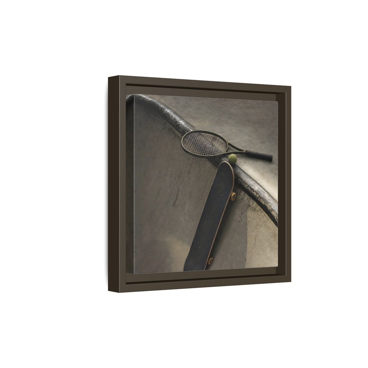 Side Mockup 20. Skatepark Gear Still Life shown as framed canvas print