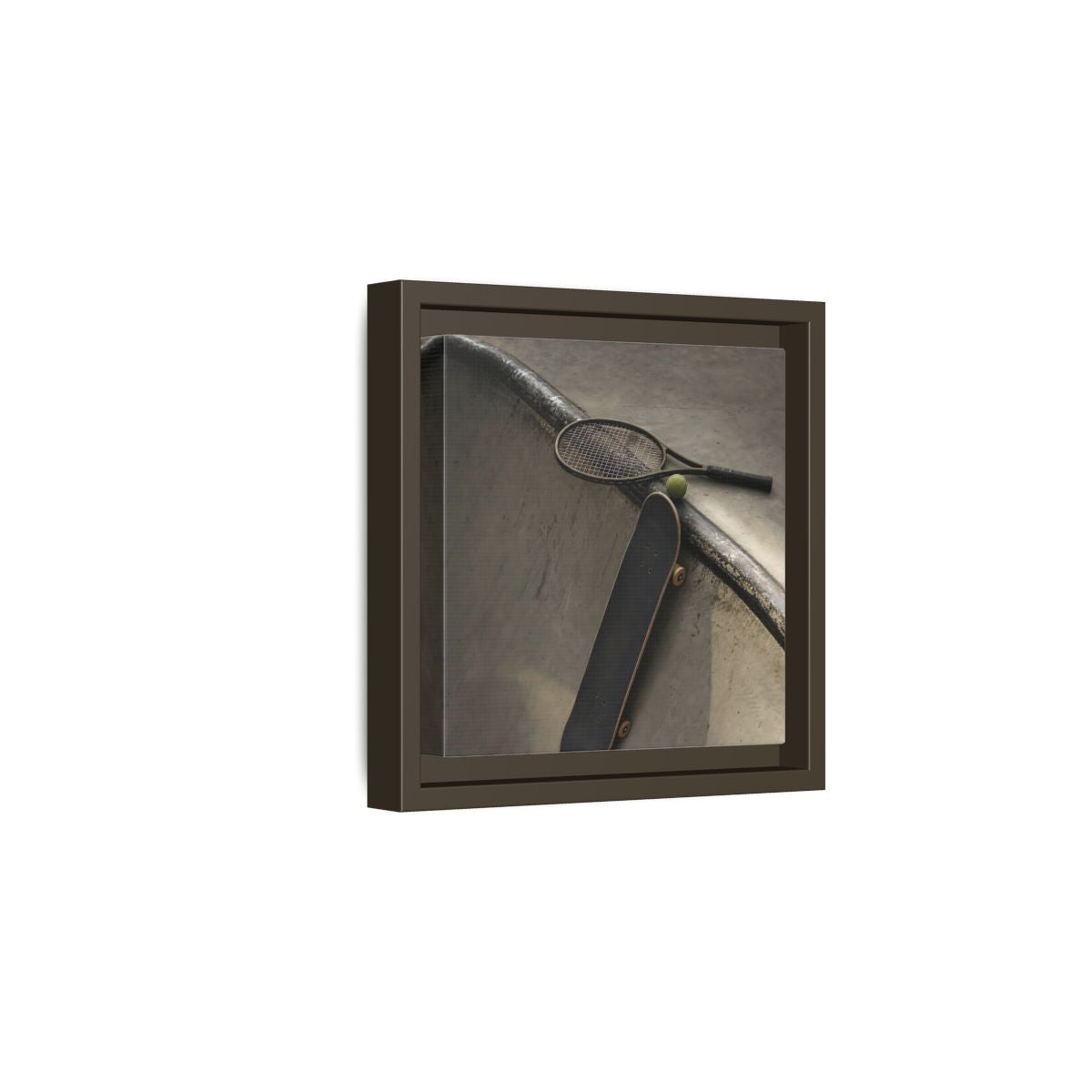 Side Mockup 2. Skatepark Gear Still Life shown as framed canvas print