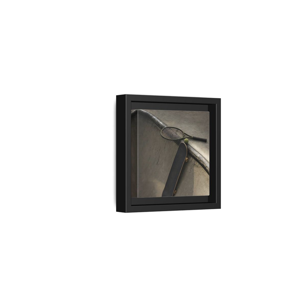 Side Mockup 24. Skatepark Gear Still Life shown as framed canvas print