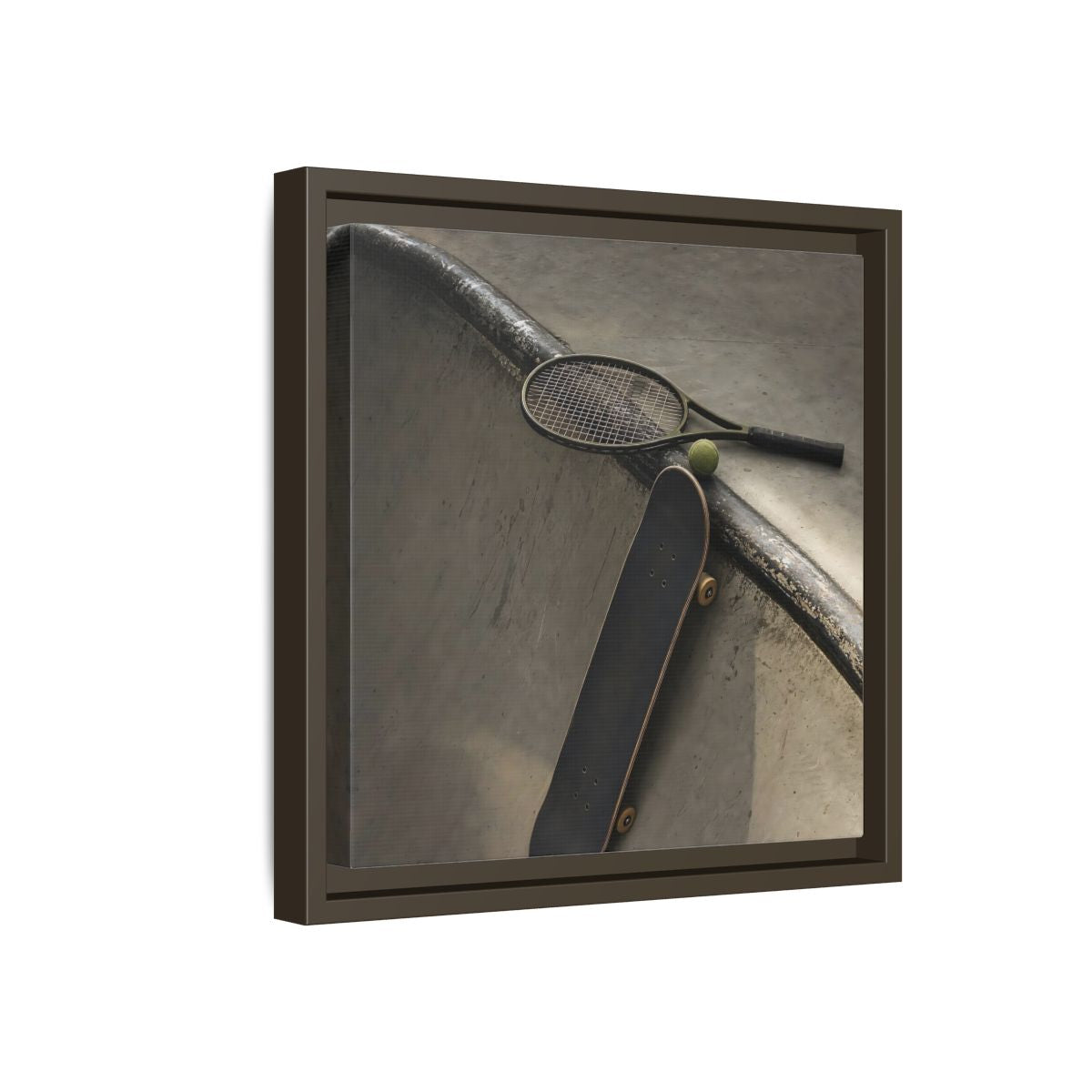 Side Mockup 17. Skatepark Gear Still Life shown as framed canvas print