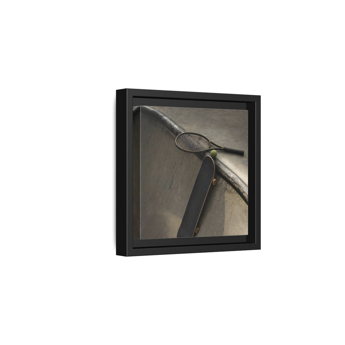 Side Mockup 3. Skatepark Gear Still Life shown as framed canvas print