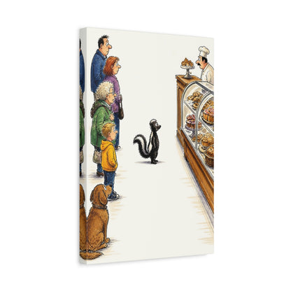 Side Mockup 4. Skunk At The Bakery shown as canvas print