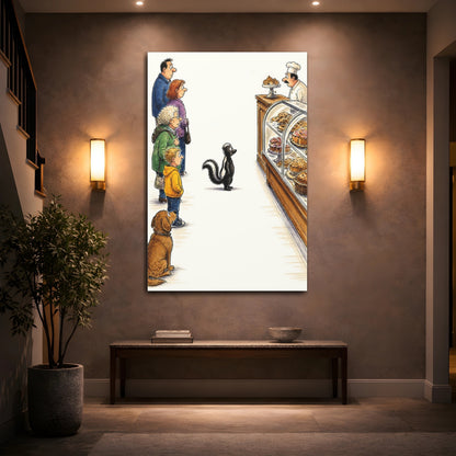 Mockup 2. Skunk At The Bakery shown as canvas print