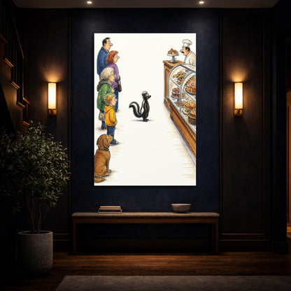 Mockup 4. Skunk At The Bakery shown as canvas print