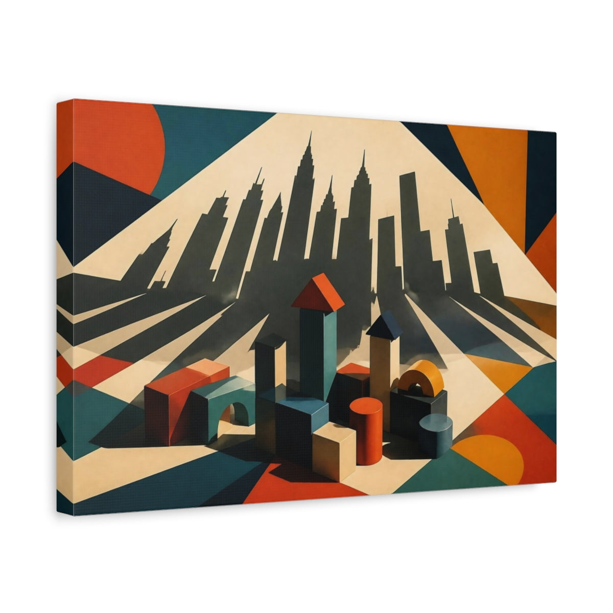 Side Mockup 4. Skyline Shadow Illusion shown as canvas print