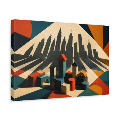 Side Mockup 4. Skyline Shadow Illusion shown as canvas print