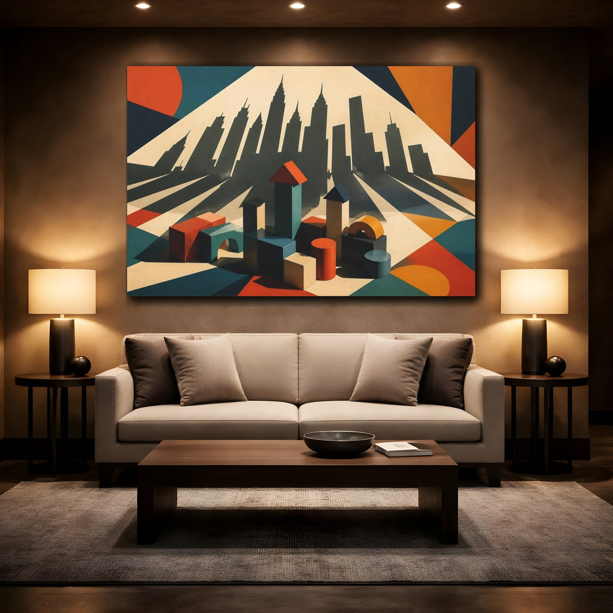 Mockup 2. Skyline Shadow Illusion shown as canvas print