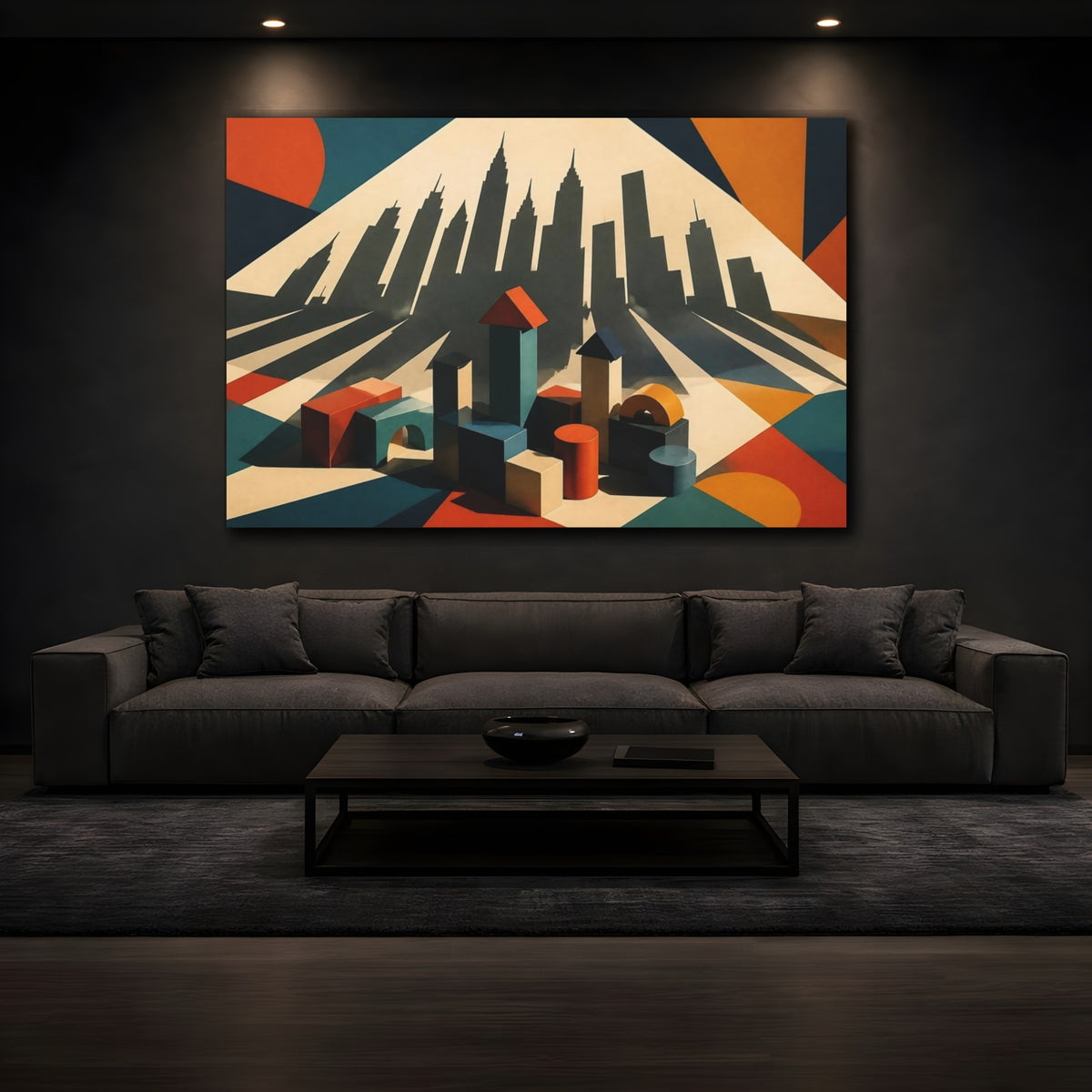 Mockup 3. Skyline Shadow Illusion shown as canvas print