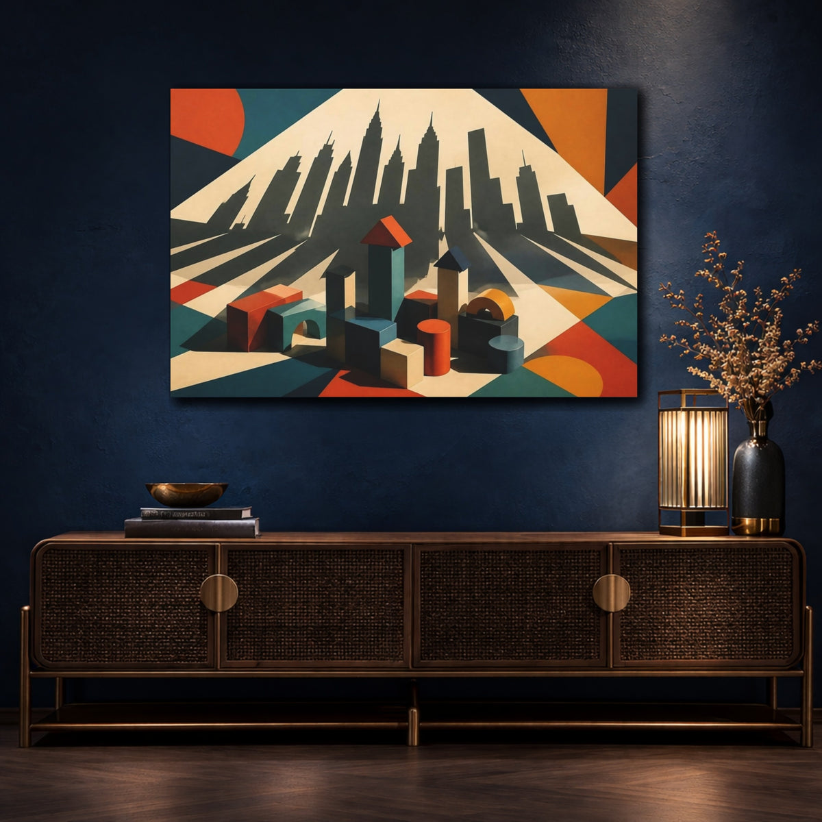 Mockup 4. Skyline Shadow Illusion shown as canvas print
