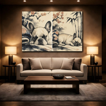 Mockup 2. Sleeping French Bulldog Pets shown as canvas print