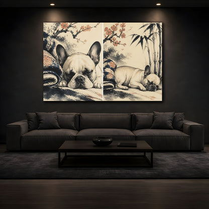 Mockup 3. Sleeping French Bulldog Pets shown as canvas print