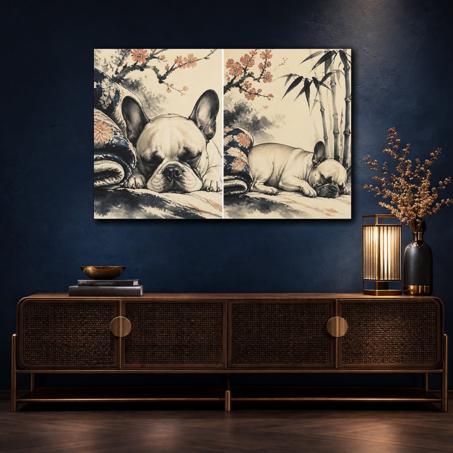 Mockup 4. Sleeping French Bulldog Pets shown as canvas print