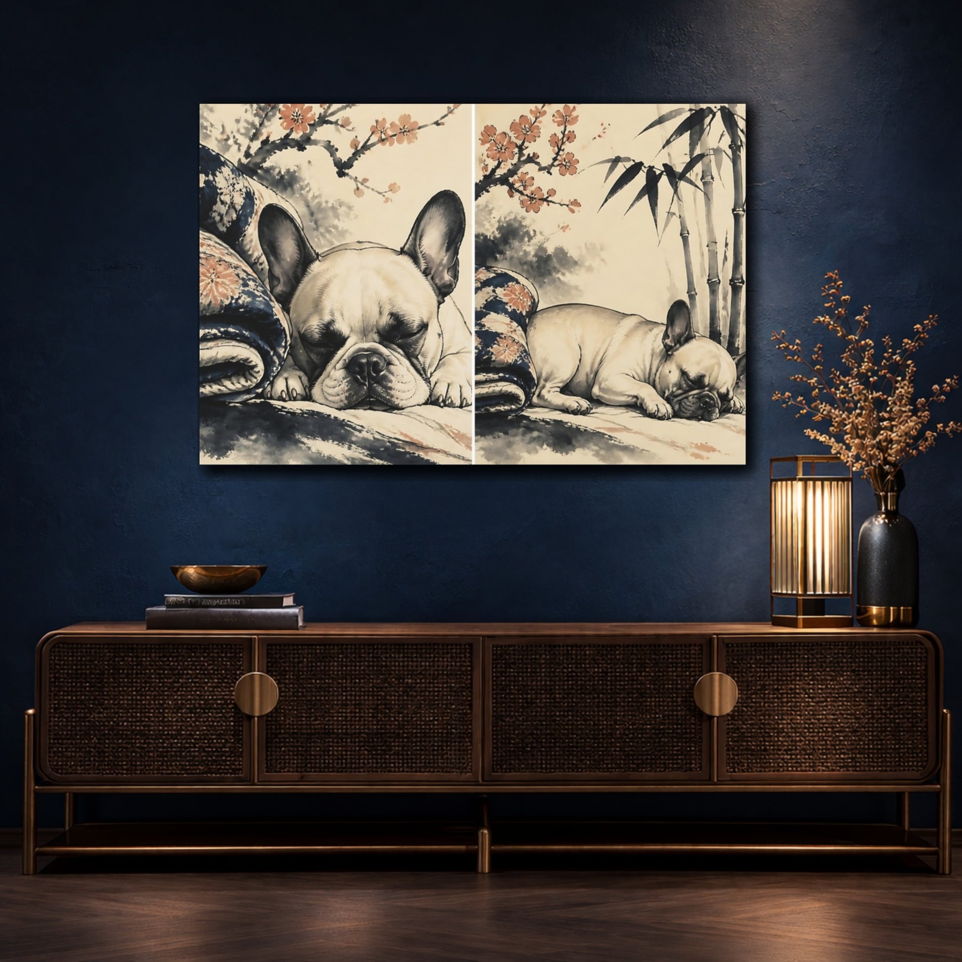 Mockup 4. Sleeping French Bulldog Pets shown as canvas print