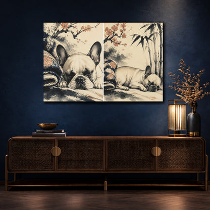 Mockup 4. Sleeping French Bulldog Pets shown as canvas print