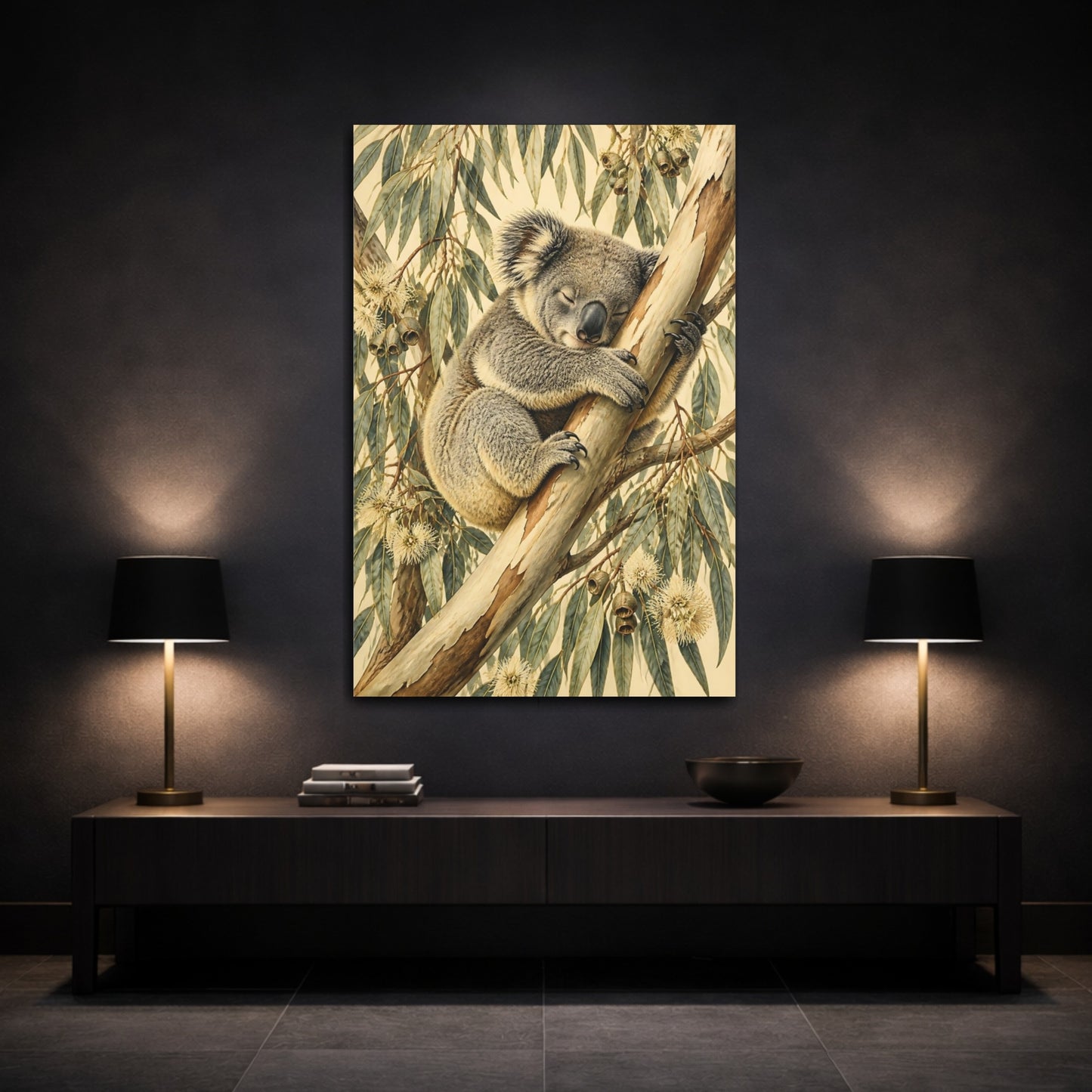 Mockup 3. Sleeping Koala Animals shown as canvas print