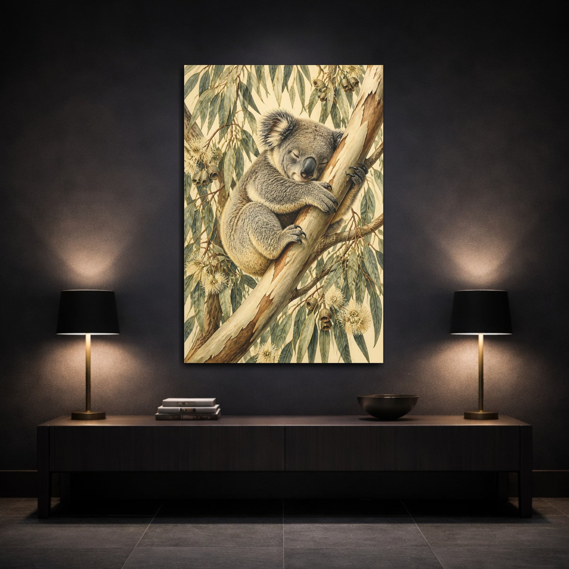 Mockup 3. Sleeping Koala Animals shown as canvas print