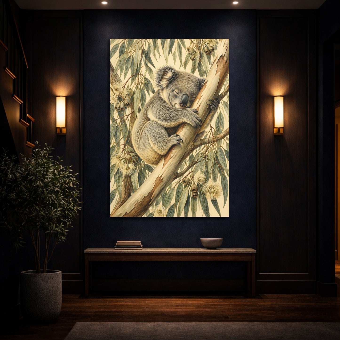 Mockup 4. Sleeping Koala Animals shown as canvas print