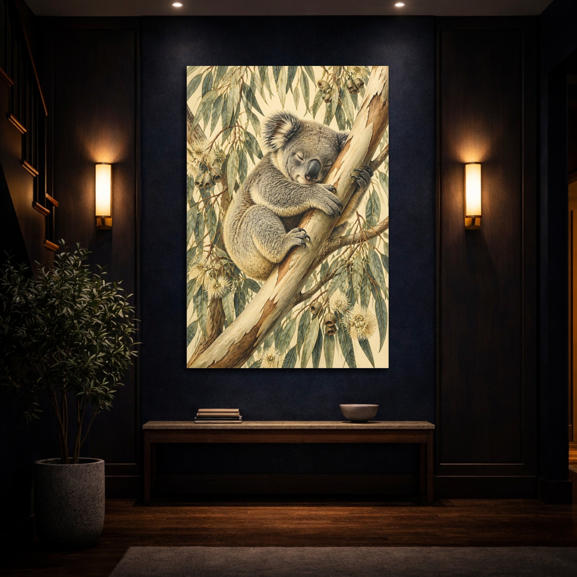 Mockup 4. Sleeping Koala Animals shown as canvas print