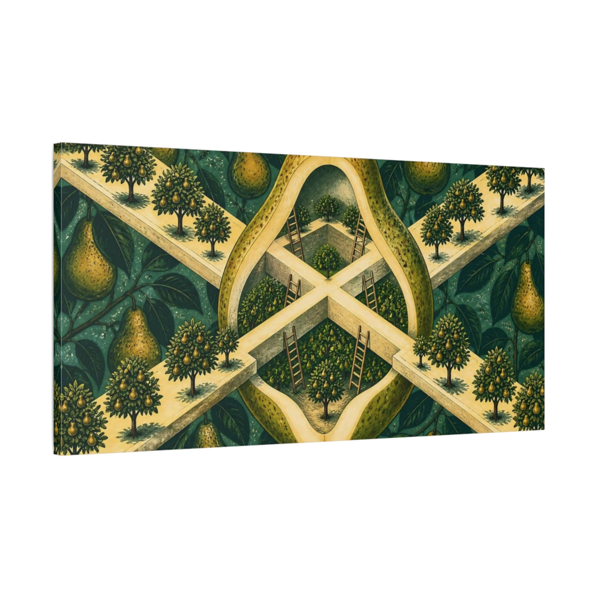 Main Mockup. Sliced Pear Illusion shown as canvas print