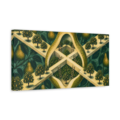 Side Mockup 3. Sliced Pear Illusion shown as canvas print