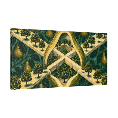 Side Mockup 1. Sliced Pear Illusion shown as canvas print