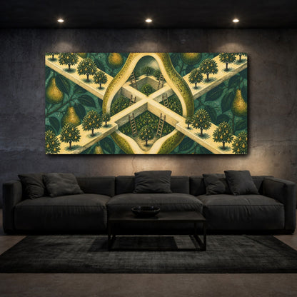 Mockup 3. Sliced Pear Illusion shown as canvas print