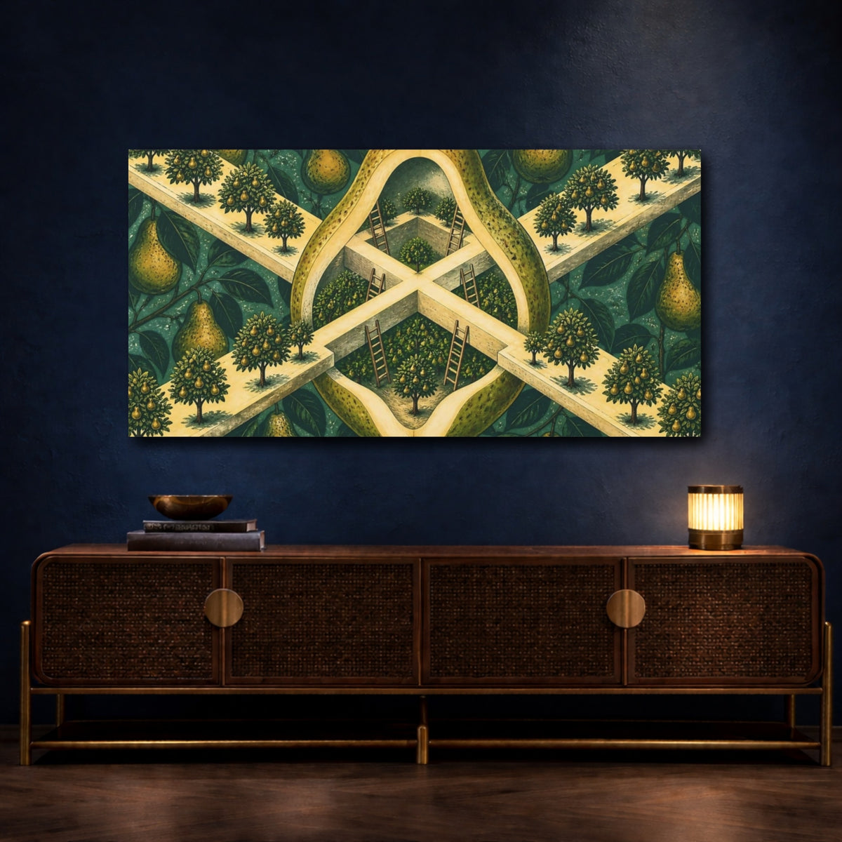 Mockup 4. Sliced Pear Illusion shown as canvas print