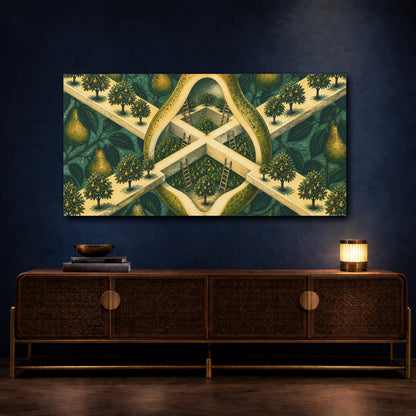 Mockup 4. Sliced Pear Illusion shown as canvas print