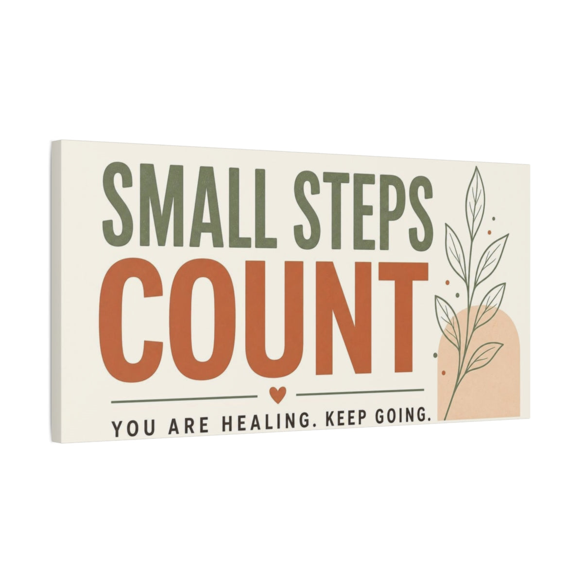 Side Mockup 1. Small Steps Count shown as canvas print