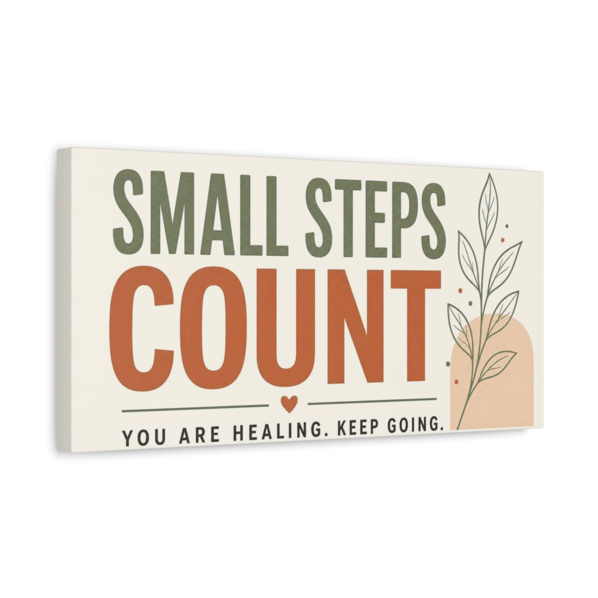 Side Mockup 3. Small Steps Count shown as canvas print