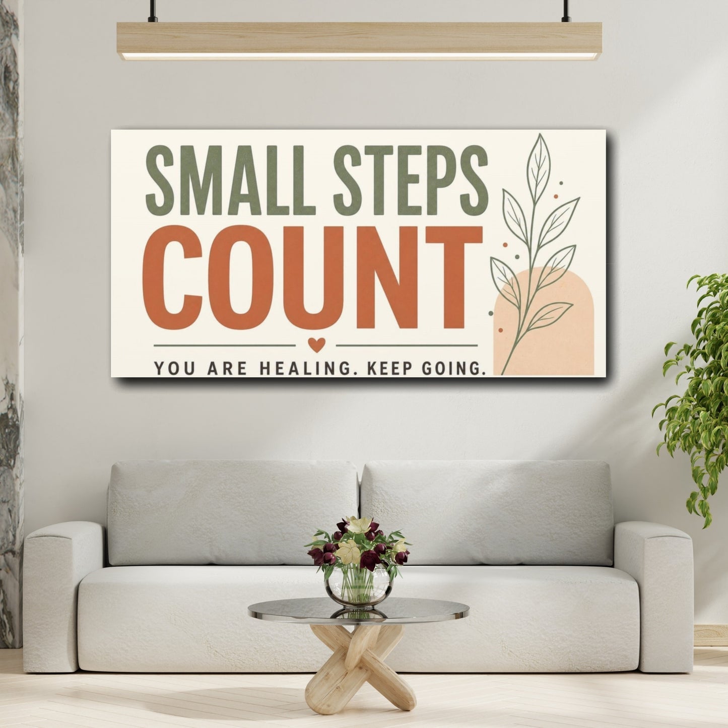 Mockup 2. Small Steps Count shown as canvas print