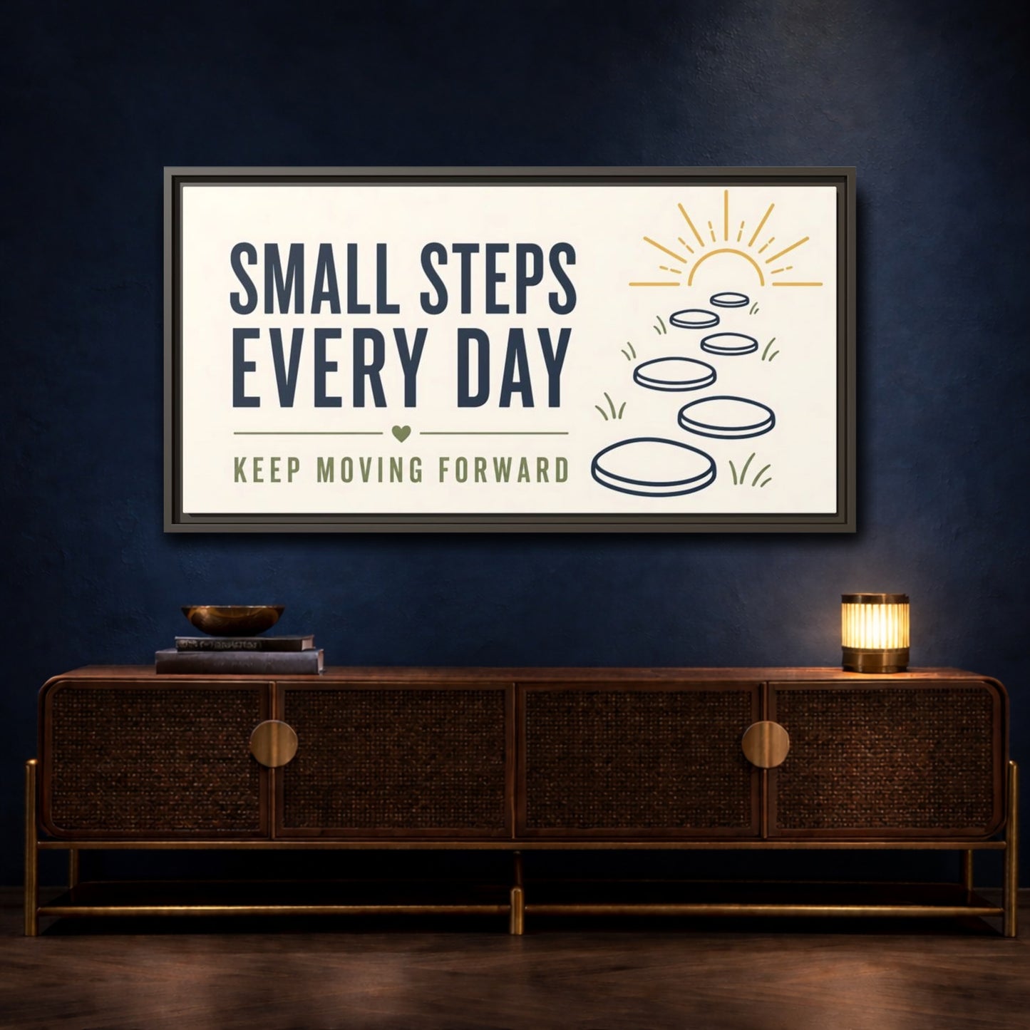 Mockup 4. Small Steps Every Day shown as framed canvas print