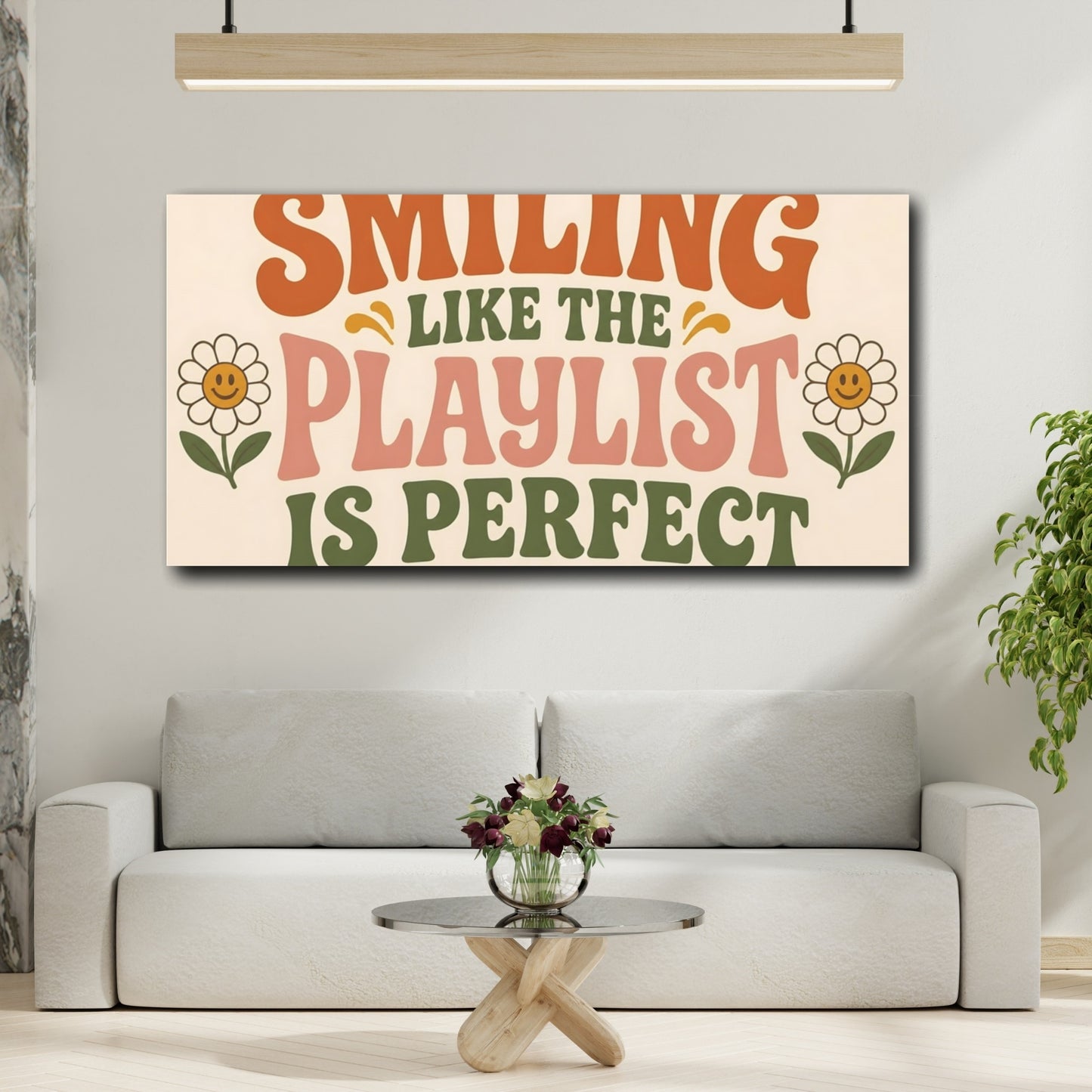 Mockup 2. Smiling Like The Playlist shown as canvas print