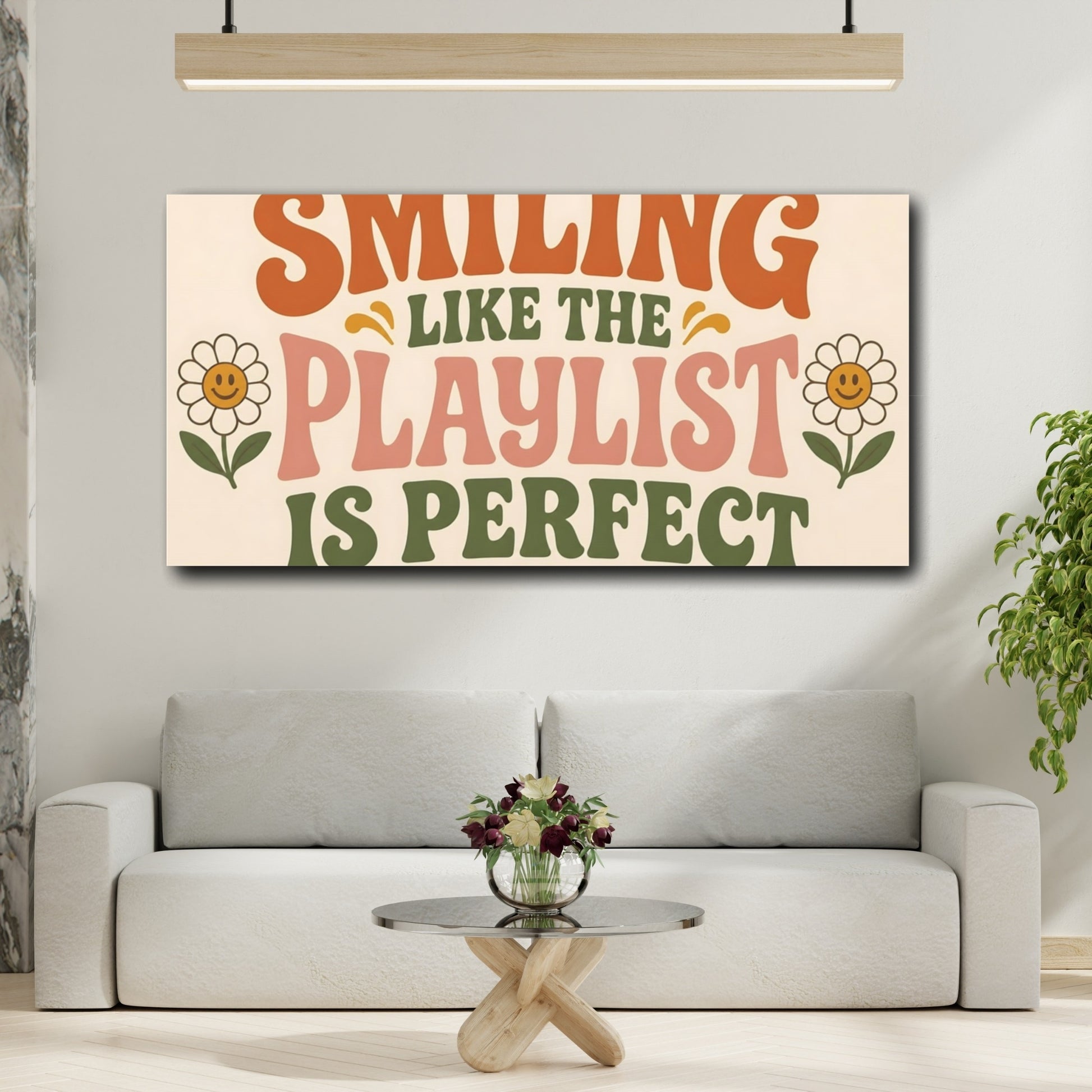 Mockup 2. Smiling Like The Playlist shown as canvas print