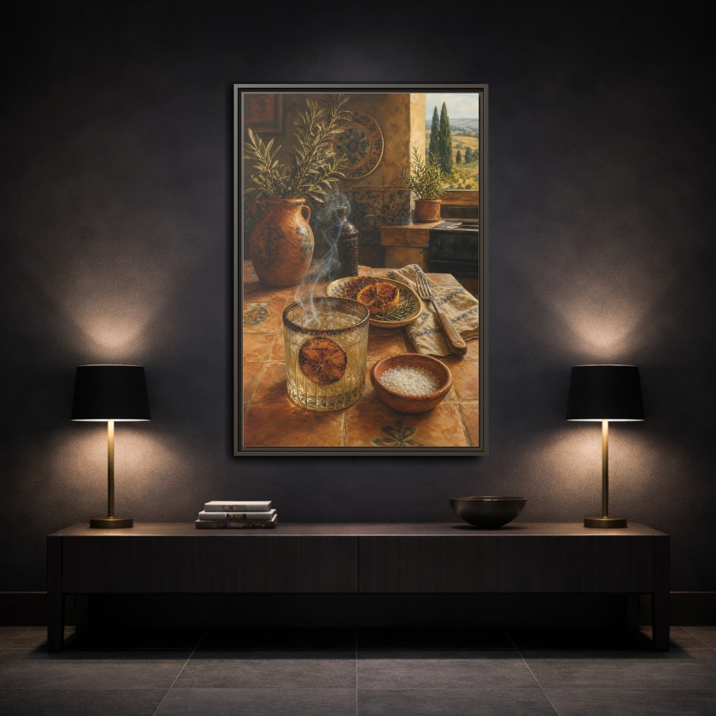 Mockup 3. Smoked Citrus & Herbs shown as framed canvas print