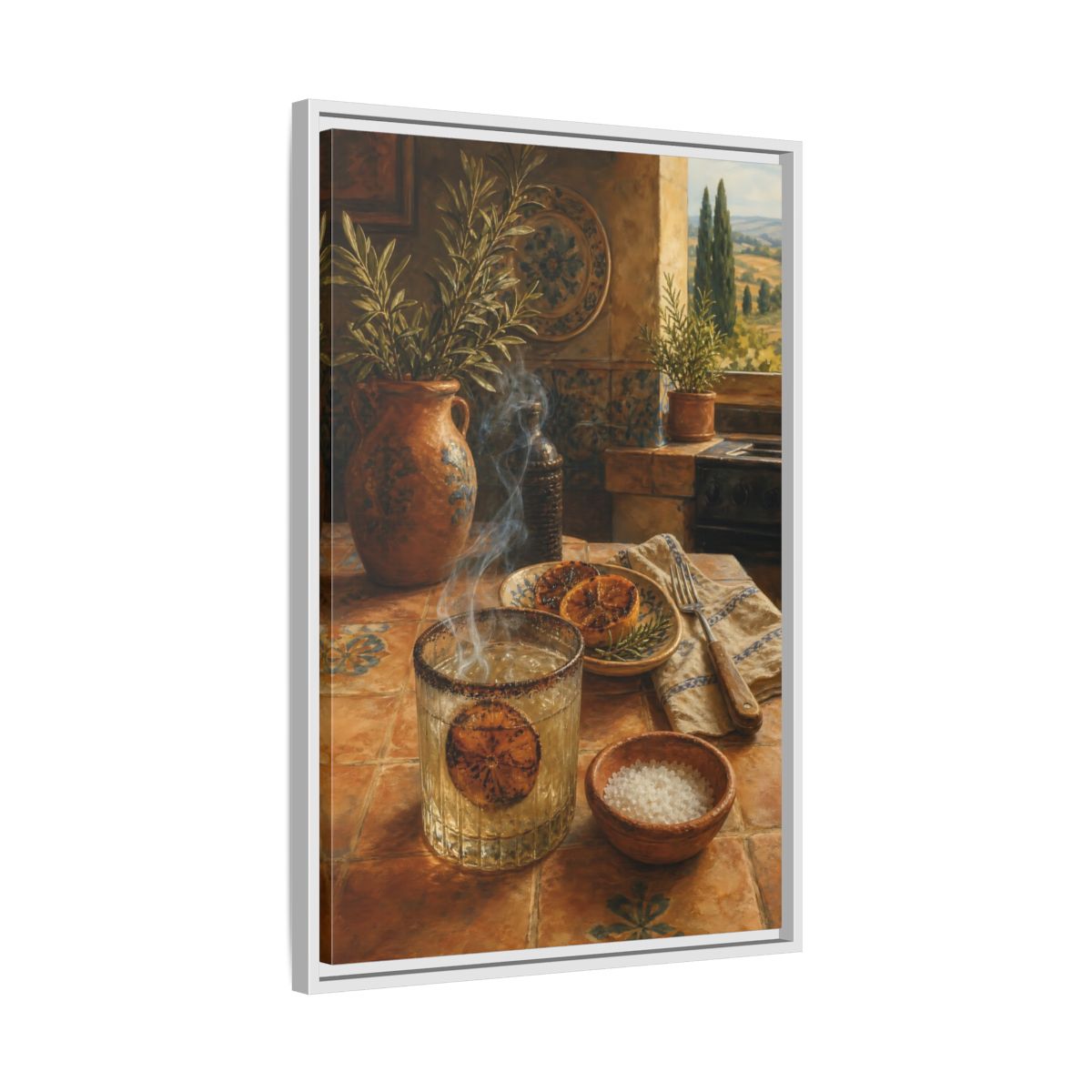 Side Mockup 10. Smoked Citrus & Herbs shown as framed canvas print