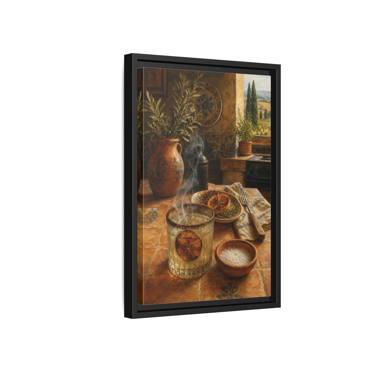 Side Mockup 6. Smoked Citrus & Herbs shown as framed canvas print