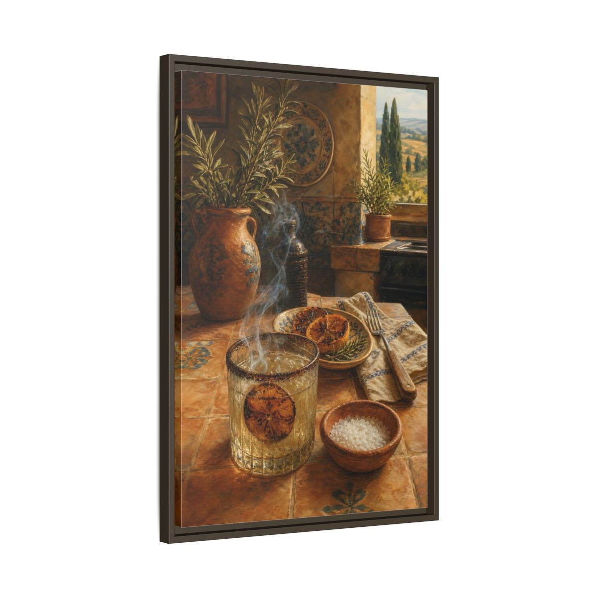 Side Mockup 11. Smoked Citrus & Herbs shown as framed canvas print