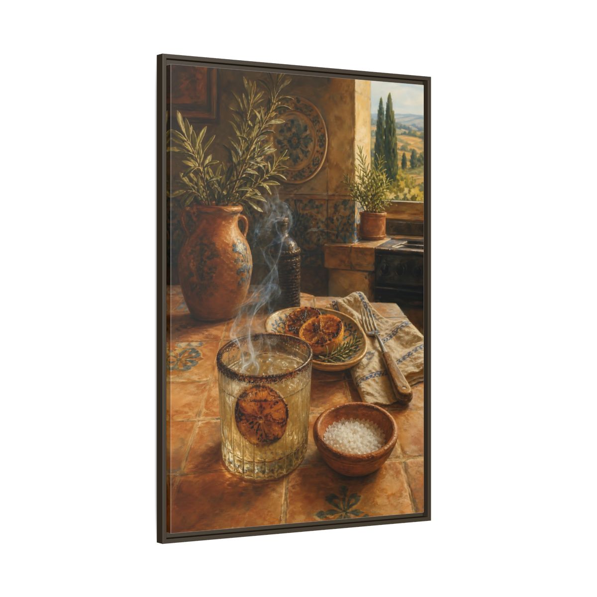 Side Mockup 8. Smoked Citrus & Herbs shown as framed canvas print