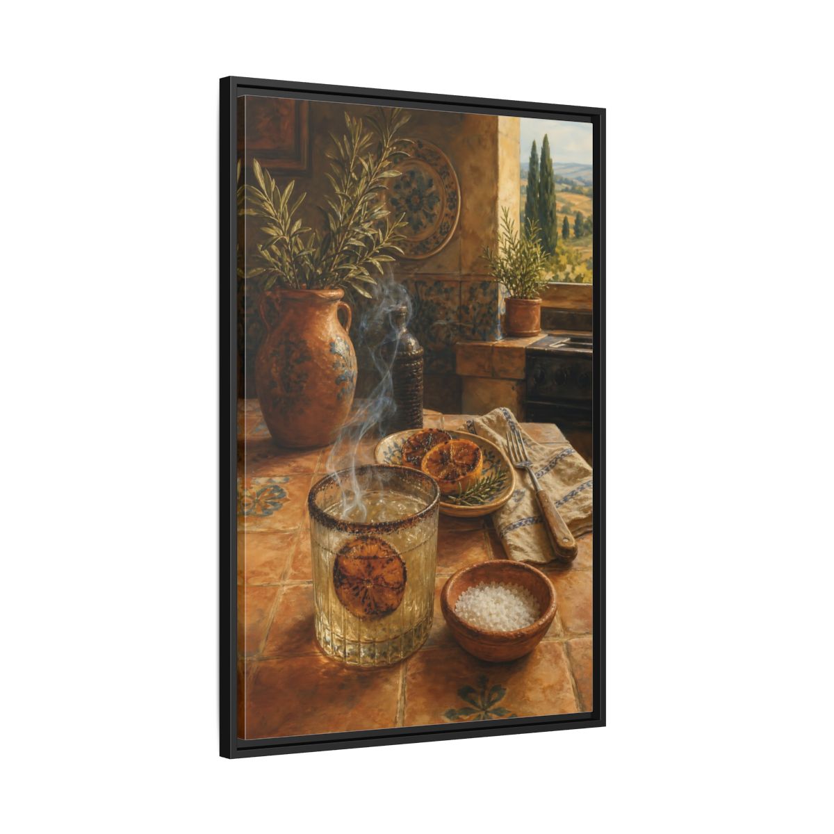 Side Mockup 13. Smoked Citrus & Herbs shown as framed canvas print