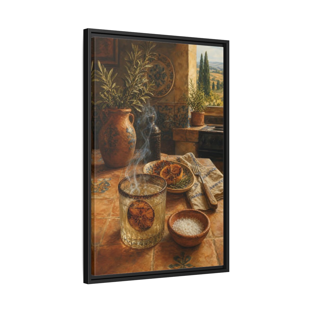 Side Mockup 14. Smoked Citrus & Herbs shown as framed canvas print