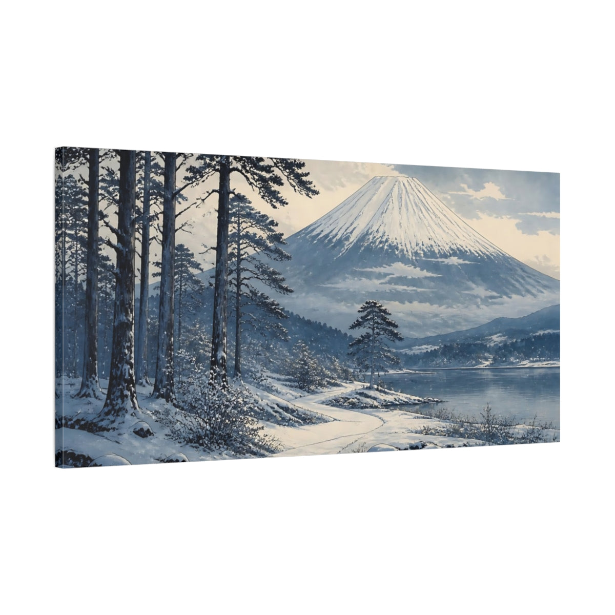 Main Mockup. Snow-Covered Mountain Grove shown as canvas print
