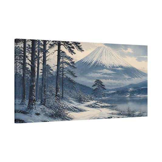 Main Mockup. Snow-Covered Mountain Grove shown as canvas print